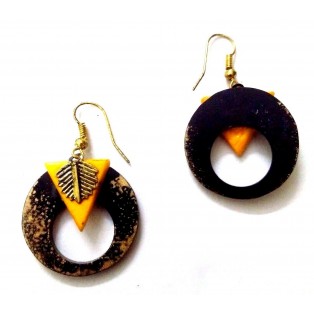 Handmade Painted Wooden Wood Earrings Jhumki Ethnic Chic Boho Drop Long EA303